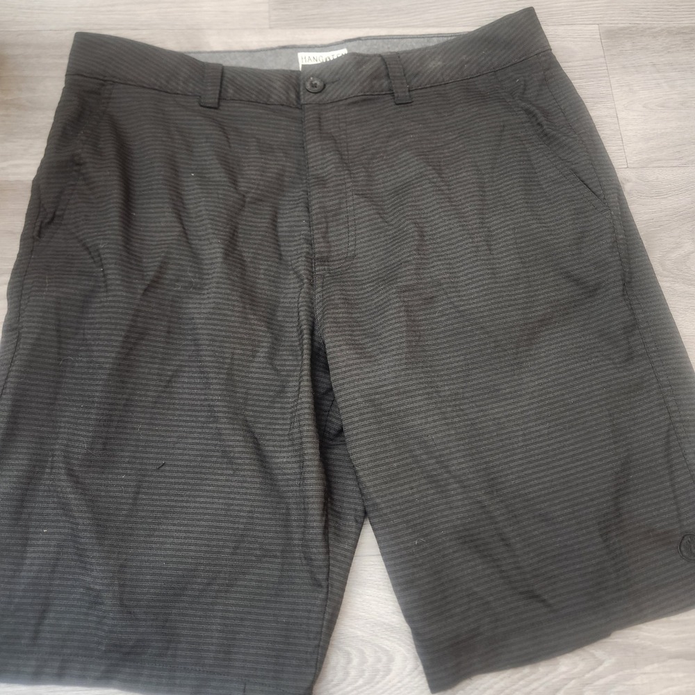 Hang Ten Mens Black Shorts Size 34‎ Micro Micro-Striped Casual Classic Vacation